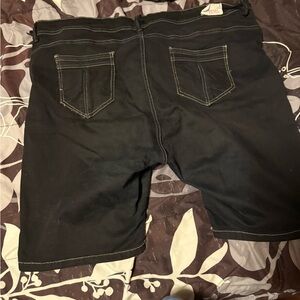 Black Denim Shorts with Contrast Stitching